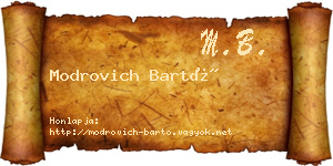 Modrovich Bartó névjegykártya